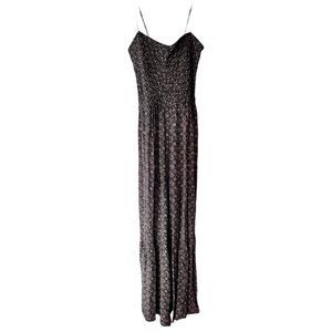 Free People Sleeveless One Piece Jumpsuit Navy Cream Colored with Pockets XSmall